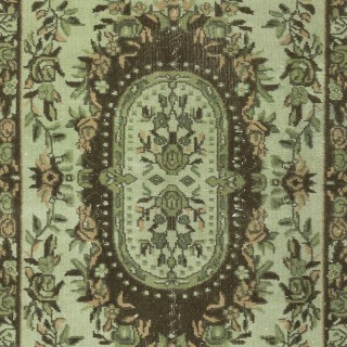 Hand-Knotted Baroque Style Turkish Wool Area Rug in Green
