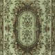 Hand-Knotted Baroque Style Turkish Wool Area Rug in Green