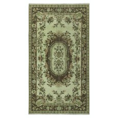 Hand-Knotted Baroque Style Turkish Wool Area Rug in Green