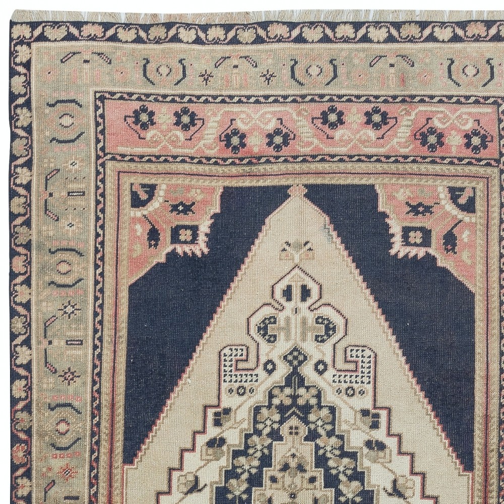 Vintage Handmade Turkish Area Rug, 100% Wool
