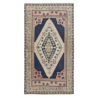 Vintage Handmade Turkish Area Rug, 100% Wool