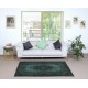 Modern Handmade Blue Color Turkish Wool Area Rug with Medallion Design