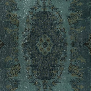 Modern Handmade Blue Color Turkish Wool Area Rug with Medallion Design
