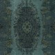 Modern Handmade Blue Color Turkish Wool Area Rug with Medallion Design