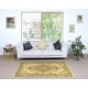 Modern Handmade Turkish Area Rug with Medallion Design & Yellow Background