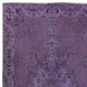 Hand-Made Purple Floor Rug from Turkey, Redyed Bohem Carpet for Living Room