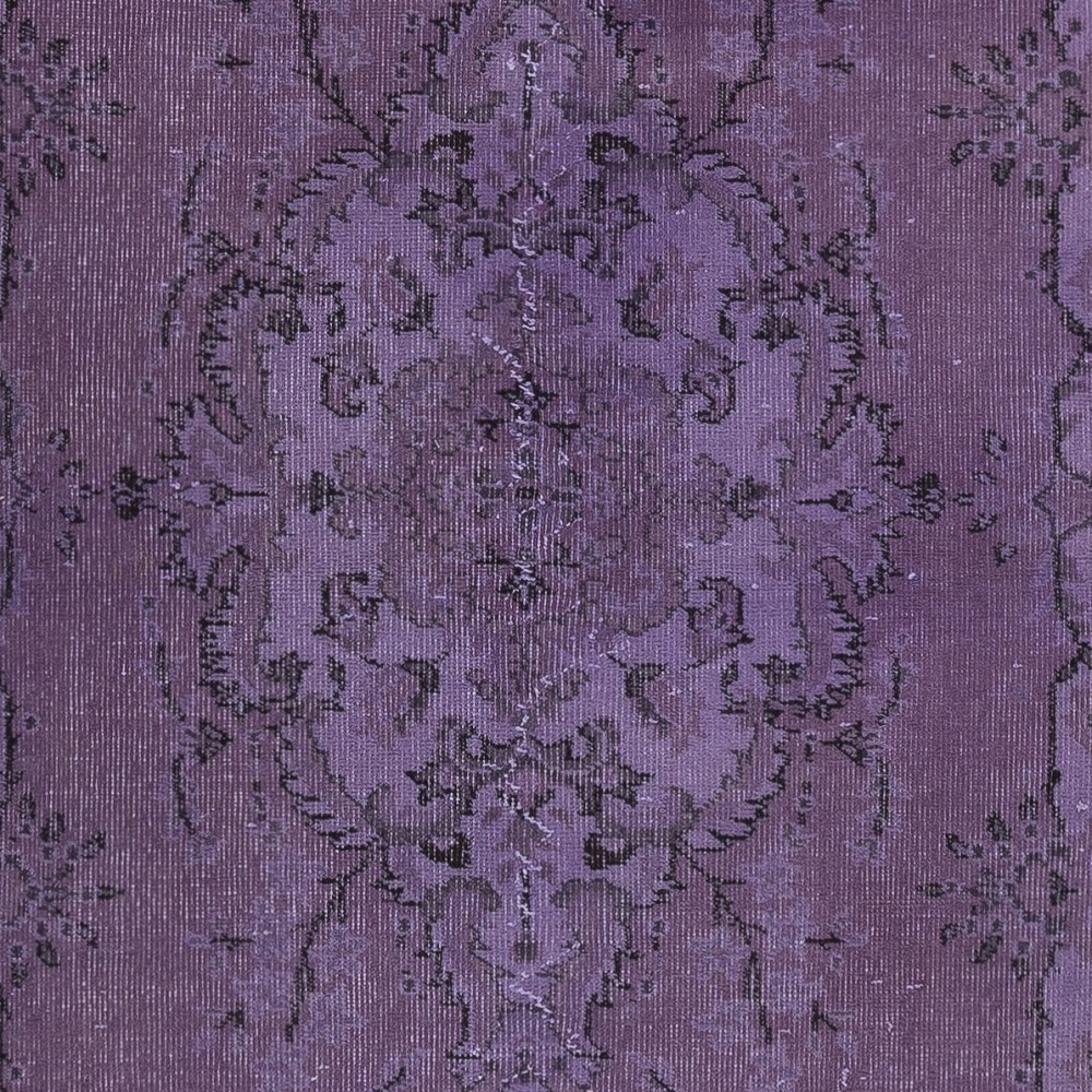 Hand-Made Purple Floor Rug from Turkey, Redyed Bohem Carpet for Living Room