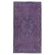 Hand-Made Purple Floor Rug from Turkey, Redyed Bohem Carpet for Living Room