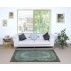 Contemporary Handmade Turkish Area Rug Over-Dyed in Blue. Woolen Floor Covering