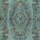 Contemporary Handmade Turkish Area Rug Over-Dyed in Blue. Woolen Floor Covering