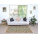 Vintage Hand-Made Turkish Green Area Rug with Floral Design & Solid Orange Border