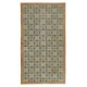 Vintage Hand-Made Turkish Green Area Rug with Floral Design & Solid Orange Border