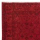 Handmade Turkish Accent Rug with Floral Design in Red Color
