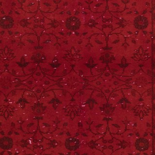 Handmade Turkish Accent Rug with Floral Design in Red Color Handmade Turkish Accent Rug with Floral Design in Red Color