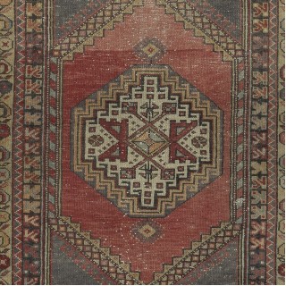 Vintage Handmade Turkish Oriental Rug for Country Homes, Rustic & Tribal Interiors. 100% Wool
