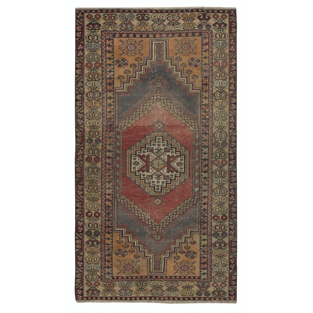Vintage Handmade Turkish Oriental Rug for Country Homes, Rustic & Tribal Interiors. 100% Wool