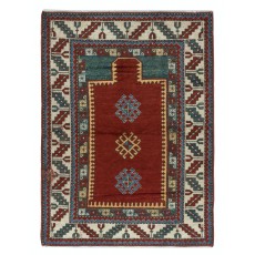 Reproduction of an antique Caucasian Kazak Prayer Rug. 100% Wool. Natural Dyes