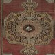 One of a kind Vintage Handmade Turkish Area Rug with Medallion 100% Wool
