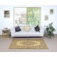 Yellow Turkish Area Rug, Handmade Accent Rug, Bohemian Style Floor Covering