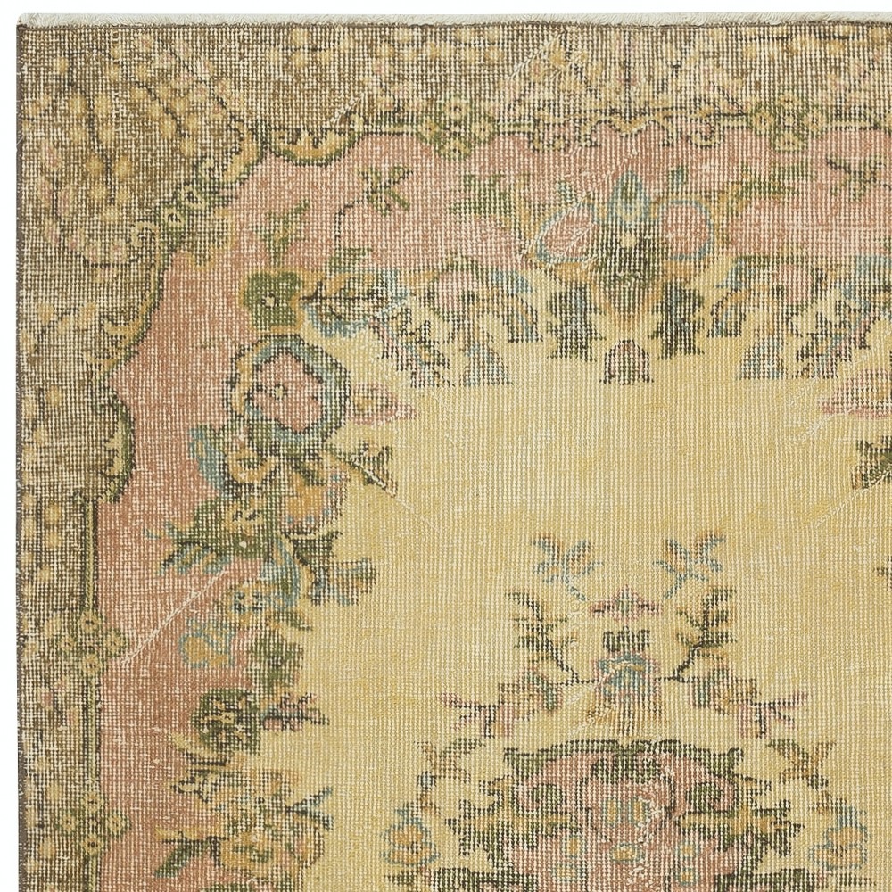 Yellow Turkish Area Rug, Handmade Accent Rug, Bohemian Style Floor Covering
