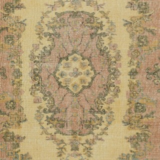 Yellow Turkish Area Rug, Handmade Accent Rug, Bohemian Style Floor Covering