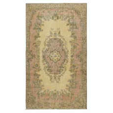 Yellow Turkish Area Rug, Handmade Accent Rug, Bohemian Style Floor Covering
