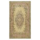 Yellow Turkish Area Rug, Handmade Accent Rug, Bohemian Style Floor Covering