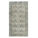 Vintage Handmade Beige Turkish Accent Rug with Floral Design