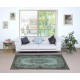 Modern Handmade Blue Color Turkish Wool Area Rug with Medallion Design