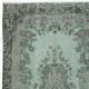 Modern Handmade Blue Color Turkish Wool Area Rug with Medallion Design