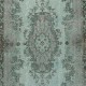 Modern Handmade Blue Color Turkish Wool Area Rug with Medallion Design