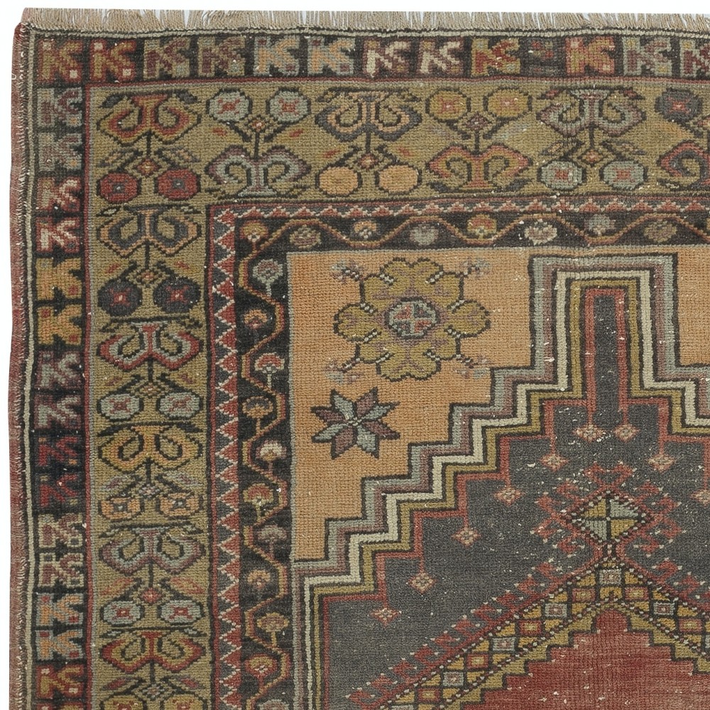 Traditional Turkish Tribal Rug, Vintage Oriental Carpet, Wool Pile