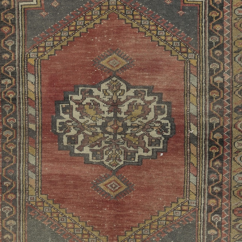 Traditional Turkish Tribal Rug, Vintage Oriental Carpet, Wool Pile