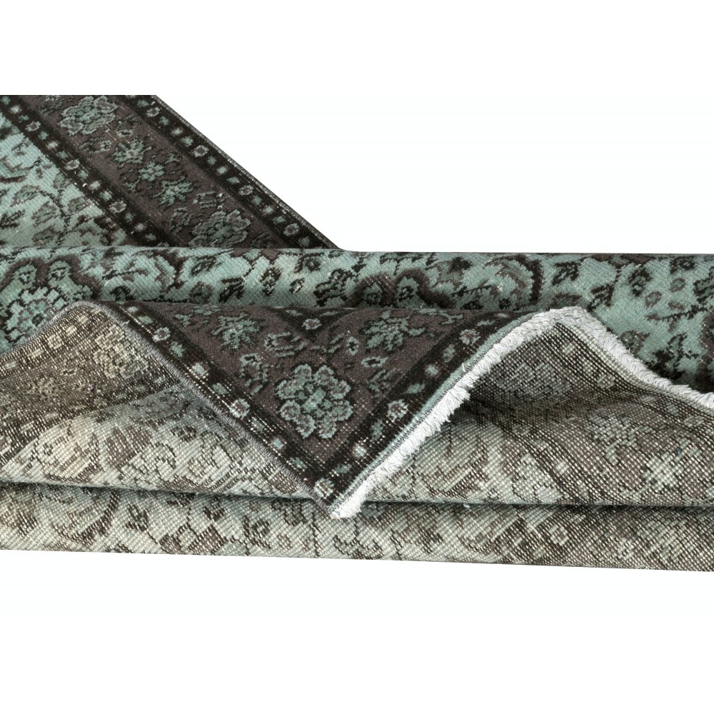 Decorative Blue Color Handmade Turkish Wool Area Rug with Flower Design