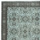 Decorative Blue Color Handmade Turkish Wool Area Rug with Flower Design