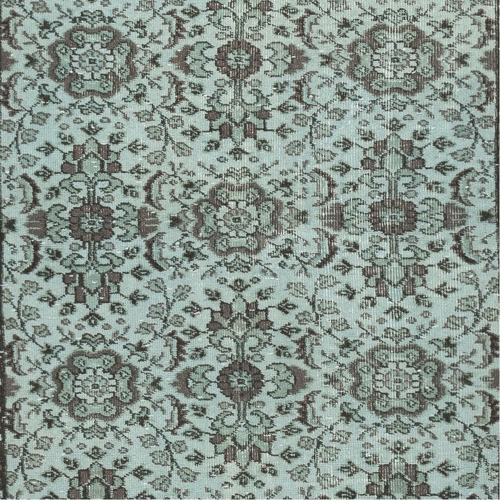 Decorative Blue Color Handmade Turkish Wool Area Rug with Flower Design