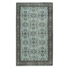 Decorative Blue Color Handmade Turkish Wool Area Rug with Flower Design