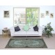 Contemporary Handmade Blue Color Area Rug, Hand Knotted Turkish Floor Covering
