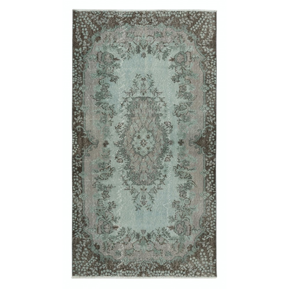 Contemporary Handmade Blue Color Area Rug, Hand Knotted Turkish Floor Covering