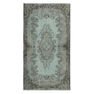 Contemporary Handmade Blue Color Area Rug, Hand Knotted Turkish Floor Covering