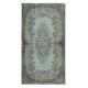 Contemporary Handmade Blue Color Area Rug, Hand Knotted Turkish Floor Covering
