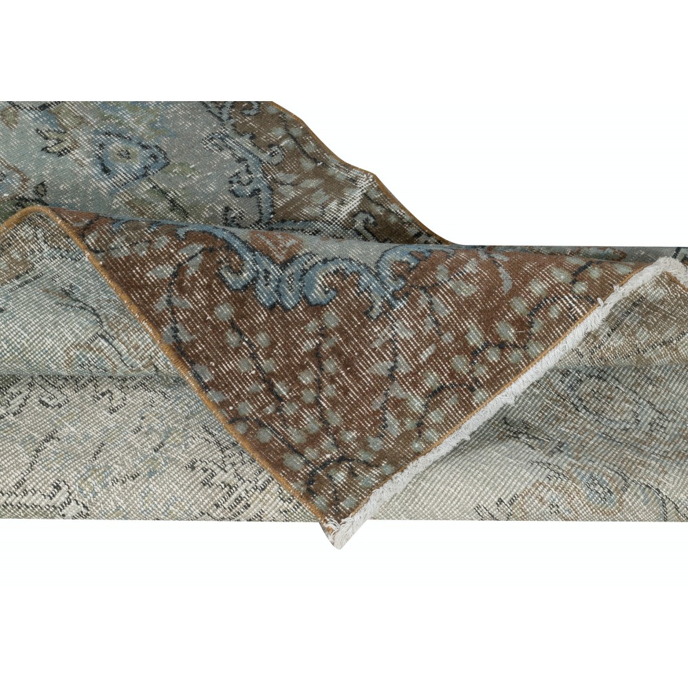 Vintage Handmade Medallion Design Area Rug redyed in Blue Color for modern interiors