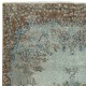 Vintage Handmade Medallion Design Area Rug redyed in Blue Color for modern interiors