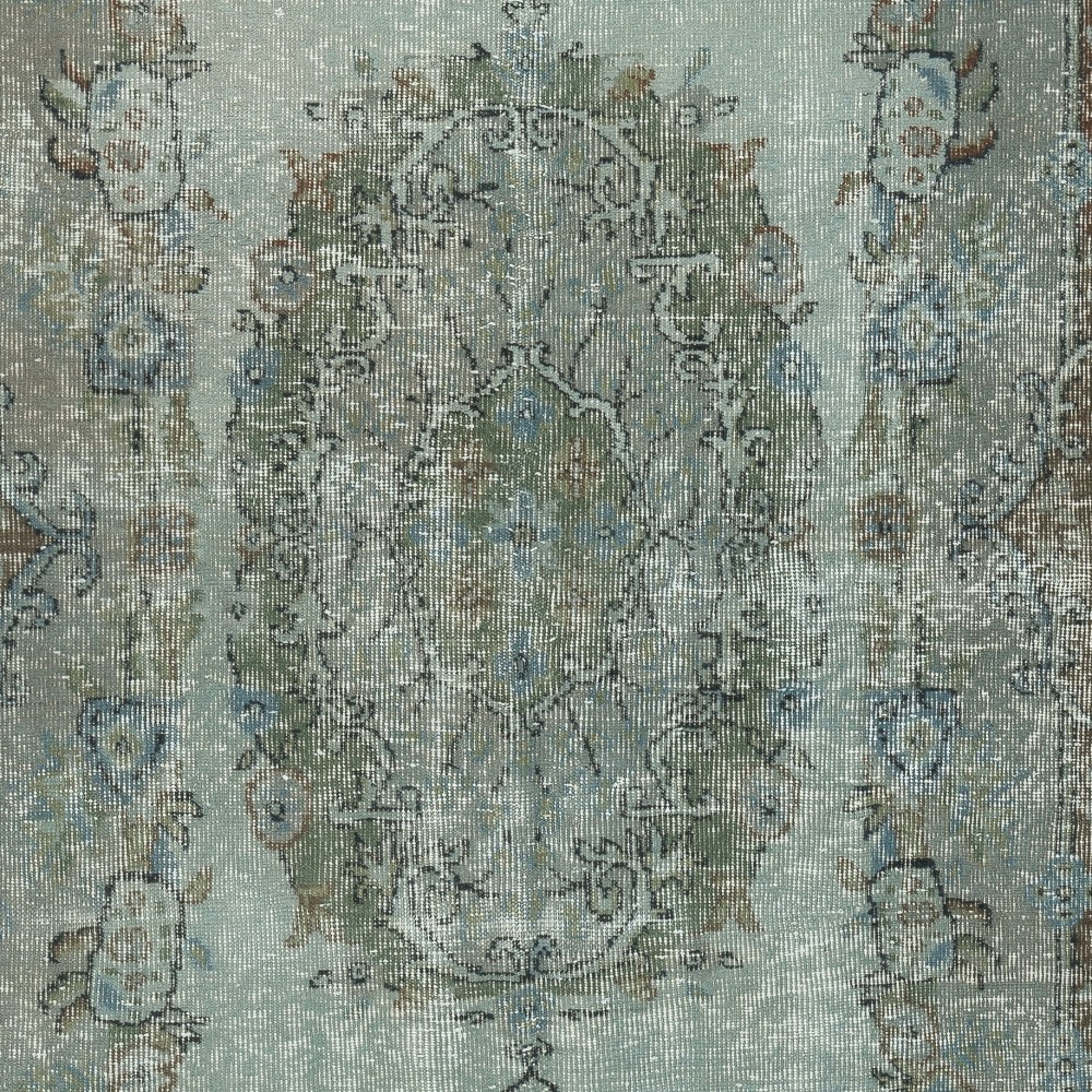 Vintage Handmade Medallion Design Area Rug redyed in Blue Color for modern interiors