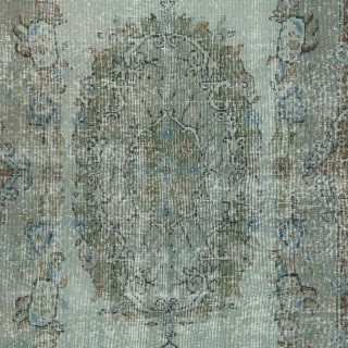 Vintage Handmade Medallion Design Area Rug redyed in Blue Color for modern interiors