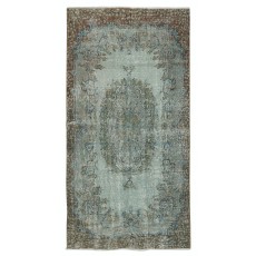 Vintage Handmade Medallion Design Area Rug redyed in Blue Color for modern interiors