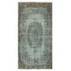Vintage Handmade Medallion Design Area Rug redyed in Blue Color for modern interiors