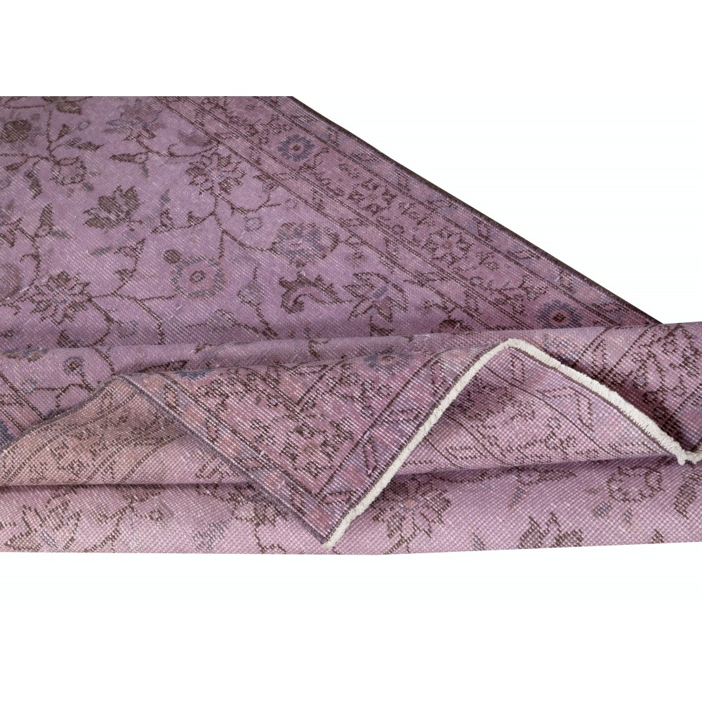 Flower Design Purple Color Rug. Decorative Handmade Turkish Floor Rug
