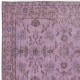 Flower Design Purple Color Rug. Decorative Handmade Turkish Floor Rug