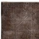 Distressed Hand Knotted Wool Rug, Shabby Chic Brown Color Turkish Accent Rug